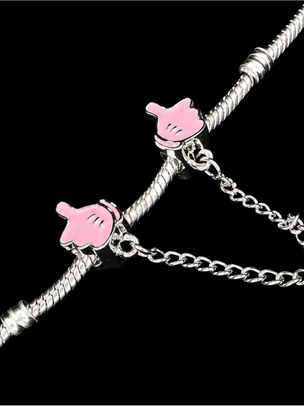 Pink Thumbs-Up Chain Kids Earring Connector